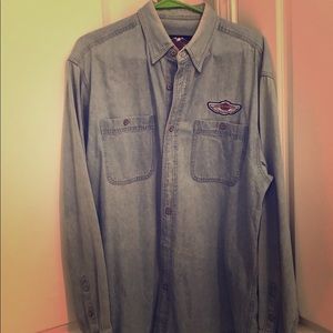 VINTAGE Harley Davidson L Blue Jean Long Sleeve